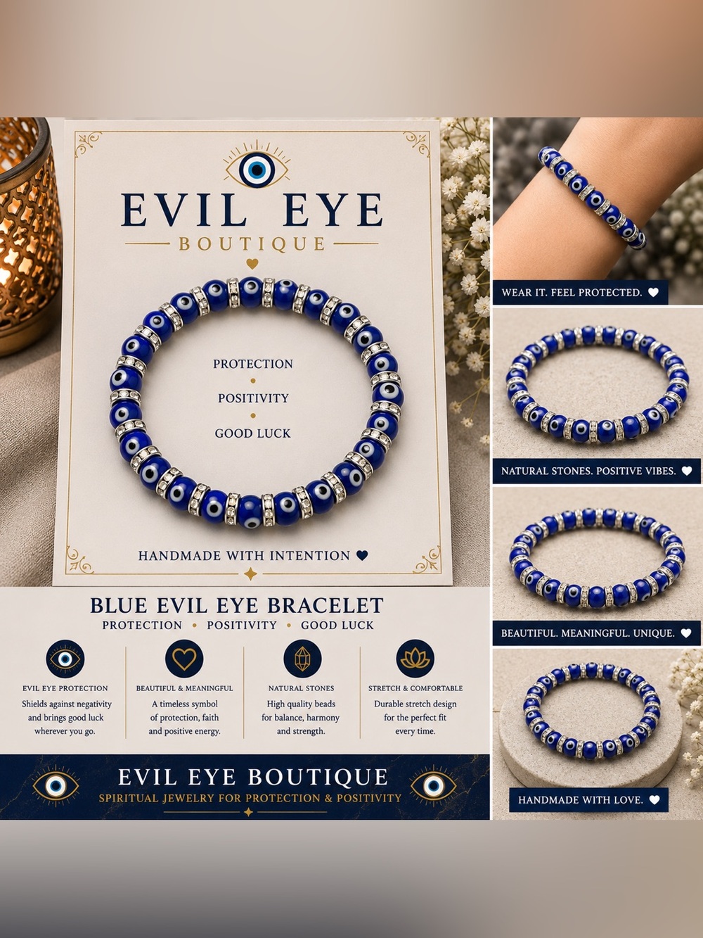 🧿🤲🏽Blue Evil Eye Bracelet - Protection & Positivity🤲🏽🧿